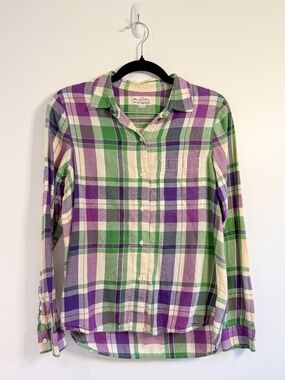 Madewell Broadway & Broome Plaid Lightweight Cotton Flannel Shirt — Size XS